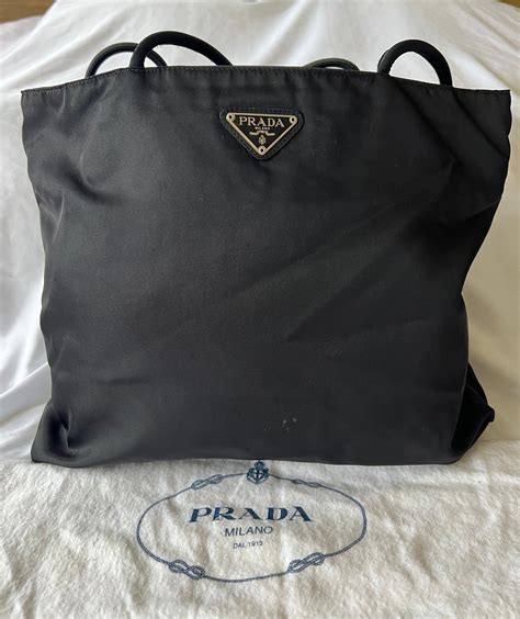 prada large nylon zip tote with strap|Prada nylon tote vintage.